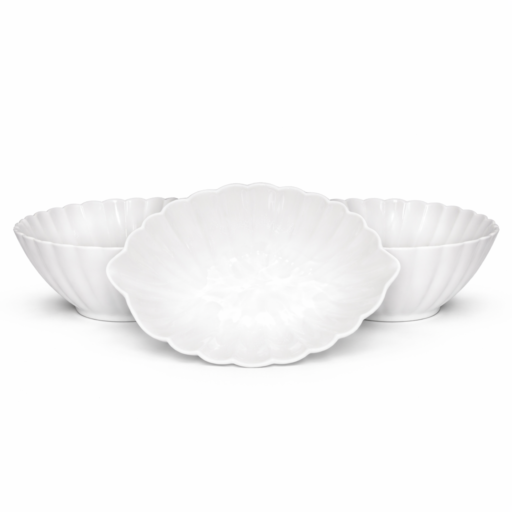 WHITE FLOWER SHAPED CERAMIC BOWL