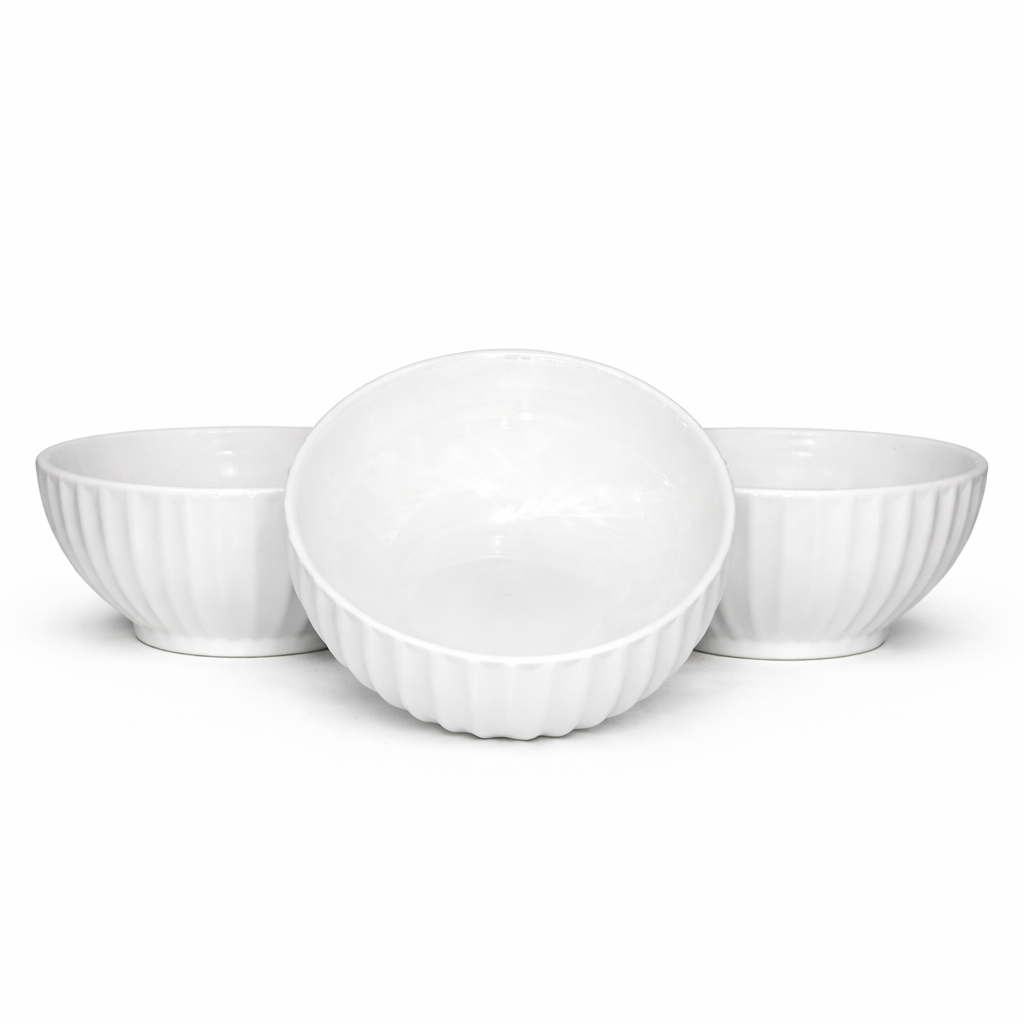 FLUTED CERAMIC SERVING BOWL