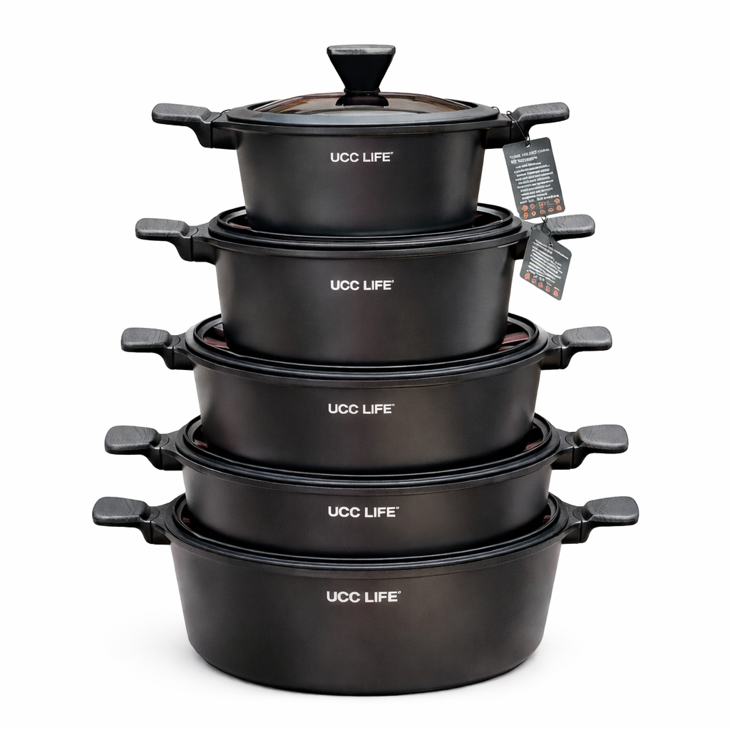 UCC LIFE BLACK NONSTICK COOKWARE POT SET
