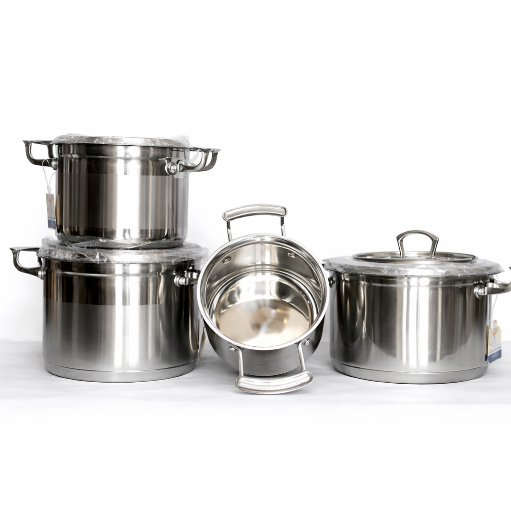 STAINLESS STEEL STOCK POT SET OF 4