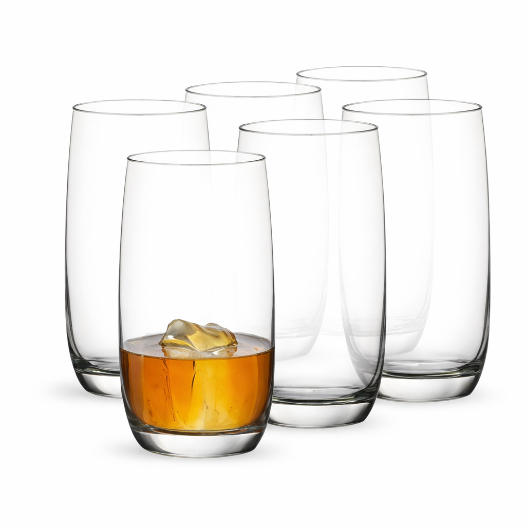 6PCS CLEAR GLASS DRINKING TUMBLER SET