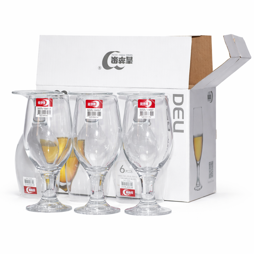 6PCS CLEAR STEMMED MULTIPURPOSE GLASS SET