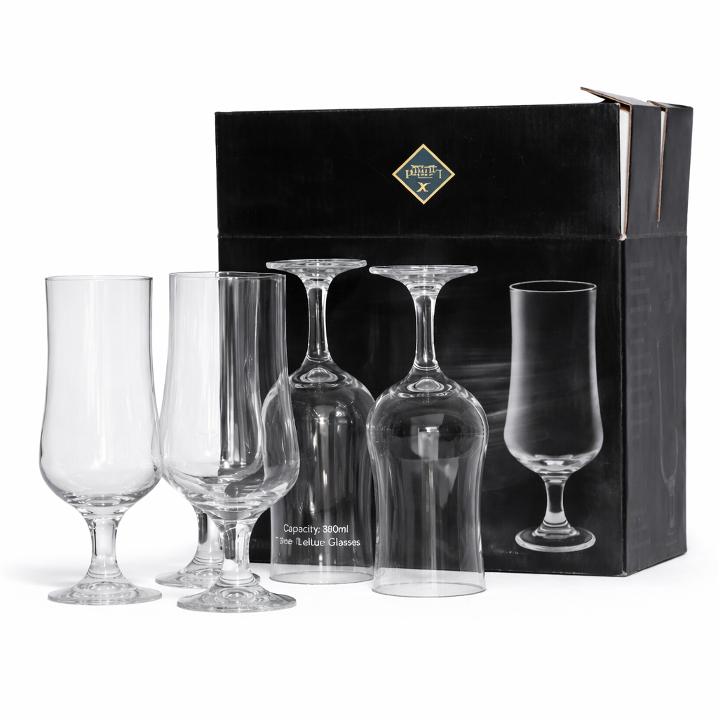 6PCS CLEAR TULIP BEER GLASS SET – 380ML