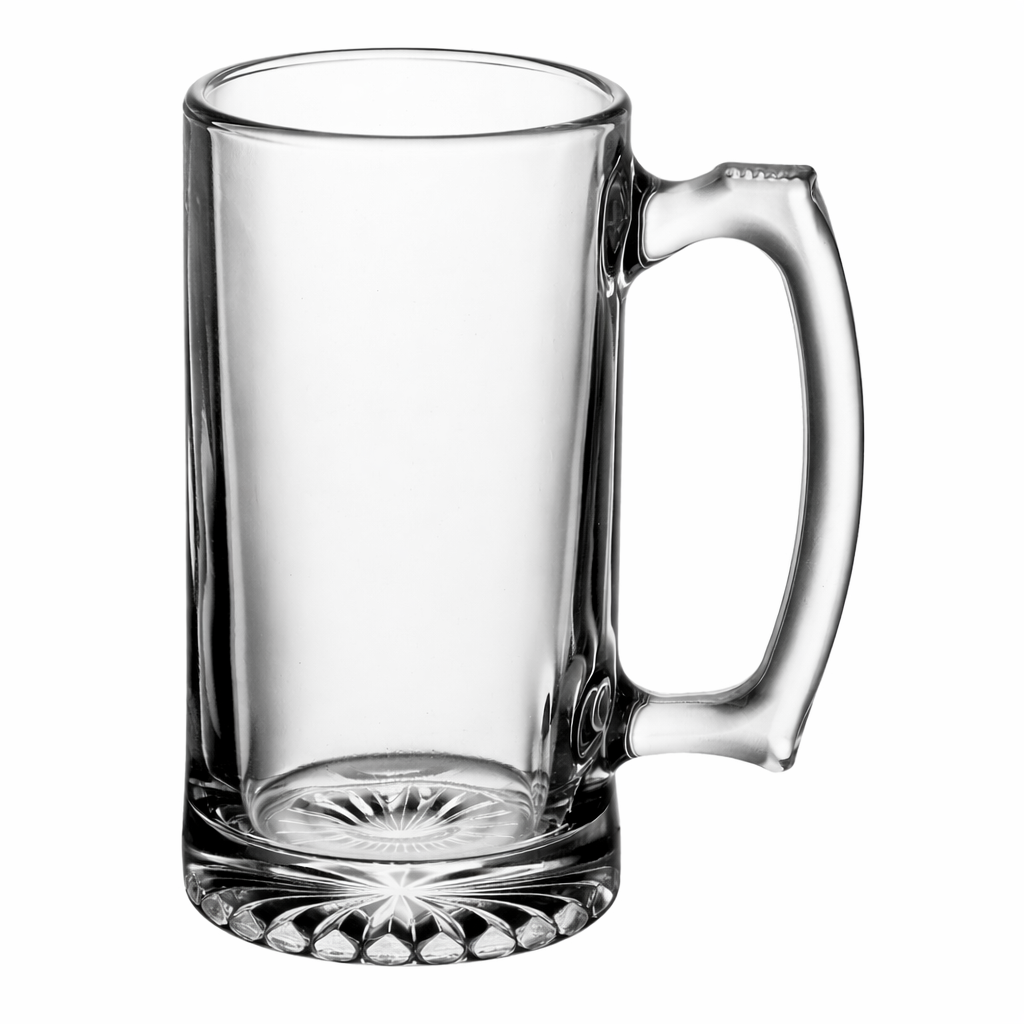 CLEAR GLASS BEER MUG WITH HANDLE SET OF 2