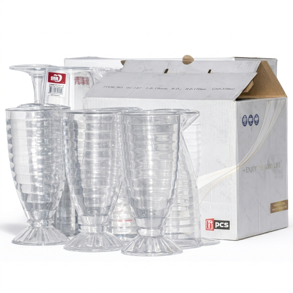 6PCS CLEAR TEXTURED GOBLET DRINKING GLASS SET