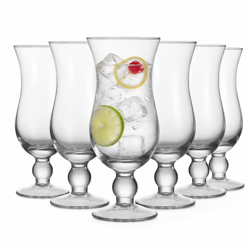6PCS CLEAR HURRICANE COCKTAIL GLASS SET