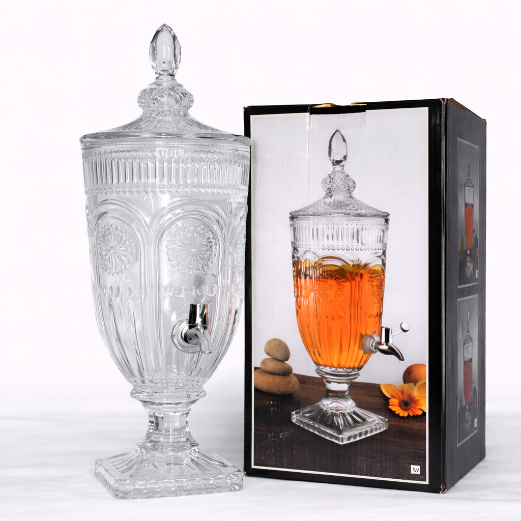 6L CLEAR GLASS BEVERAGE DISPENSER WITH TAP & LID