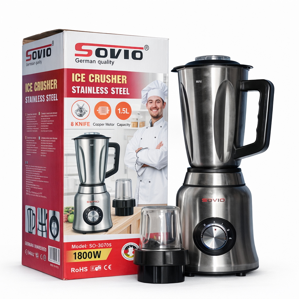SOVIO SO-3070S 2-IN-1 STAINLESS STEEL ICE CRUSHER BLENDER