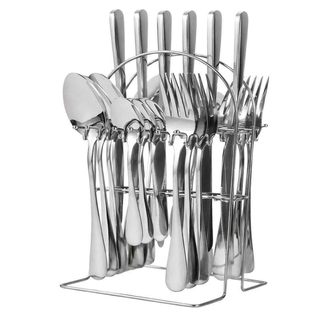 STAINLESS STEEL CUTLERY SET WITH HOLDER
