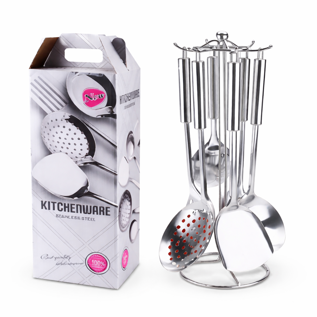 STAINLESS STEEL KITCHEN UTENSIL SET WITH STAND
