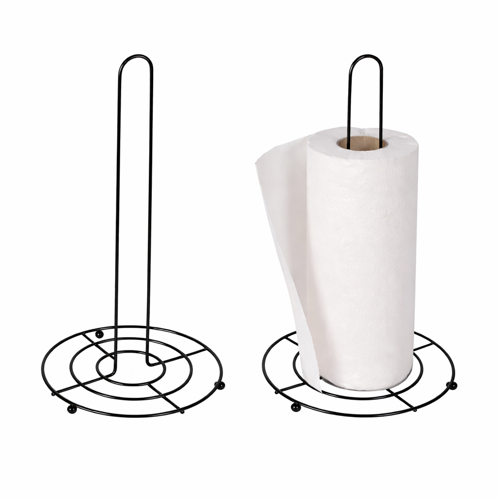 BLACK METAL PAPER TOWEL HOLDER STAND