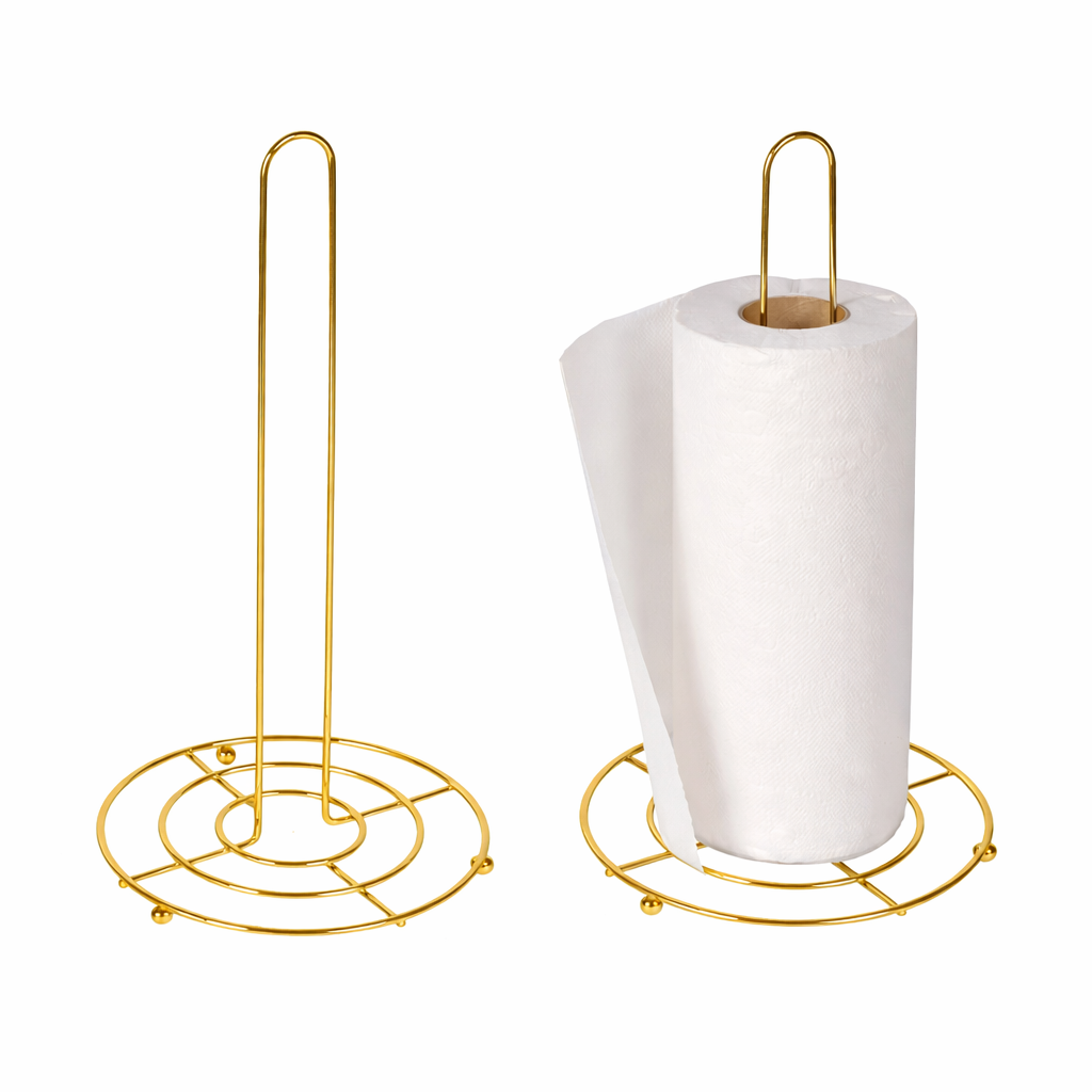 GOLD METAL PAPER TOWEL HOLDER STAND