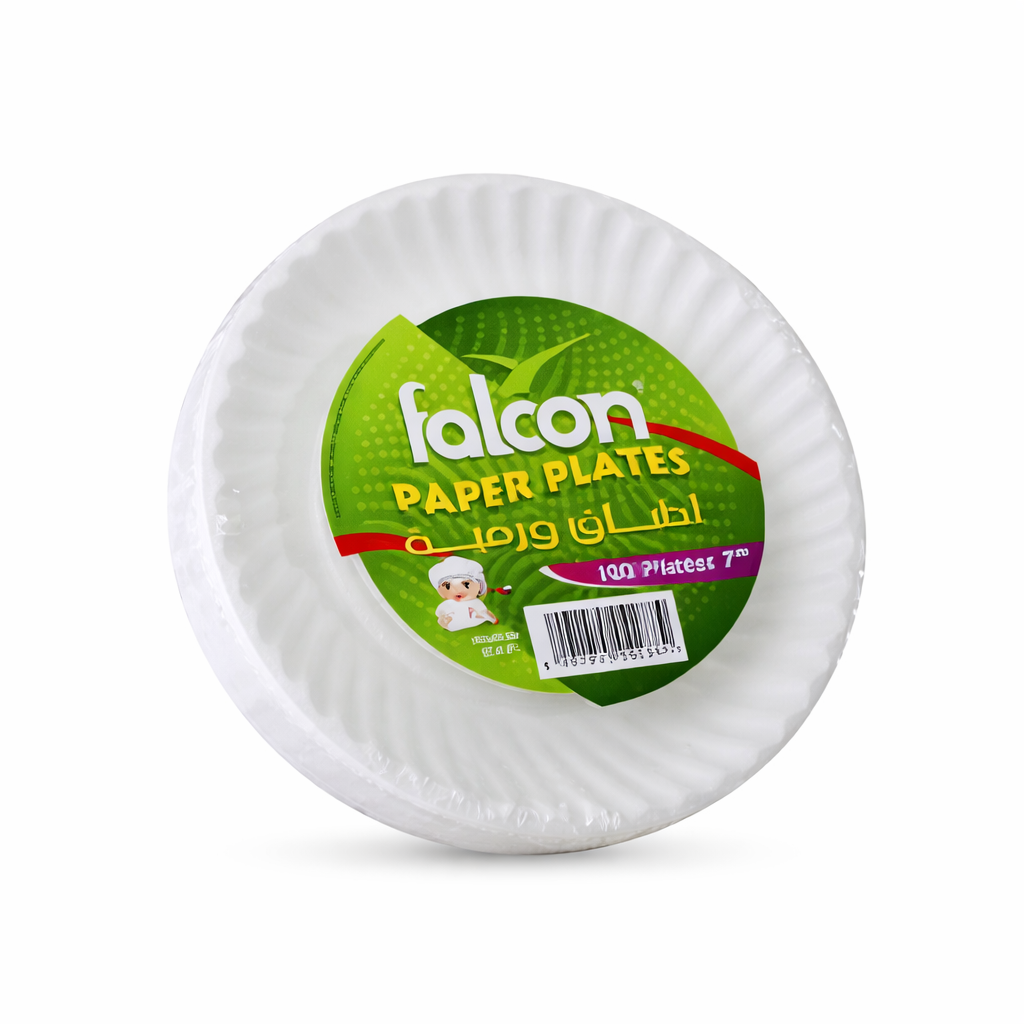 FALCON DISPOSABLE PAPER PLATES 7" (100 PCS)