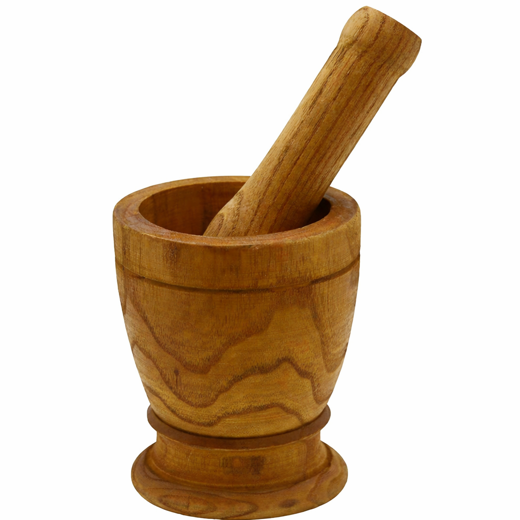 WOODEN MORTAR AND PESTLE