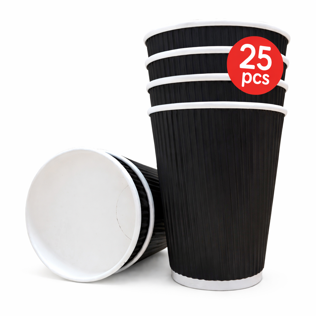 DISPOSABLE BLACK PAPER COFFEE CUPS
