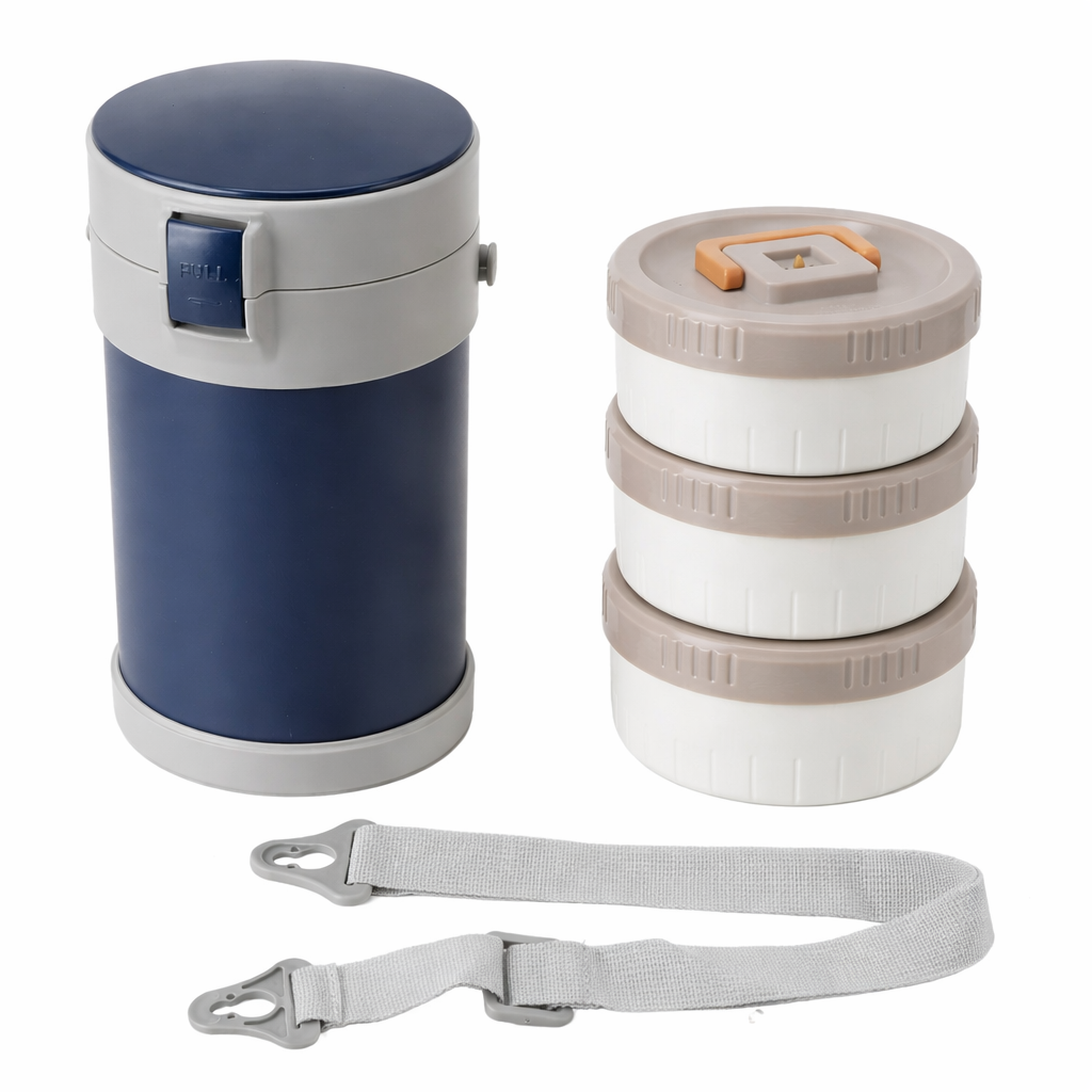 INSULATED FOOD JAR SET OF 3 WITH STACKABLE CONTAINERS