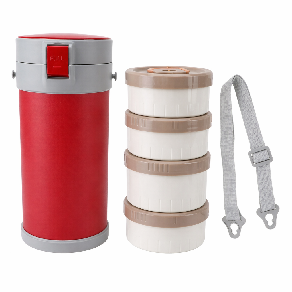 INSULATED FOOD JAR SET OF 4 WITH STACKABLE CONTAINERS
