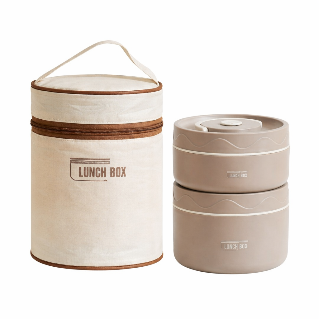 INSULATED LUNCH BOX SET OF 2 WITH CARRY BAG